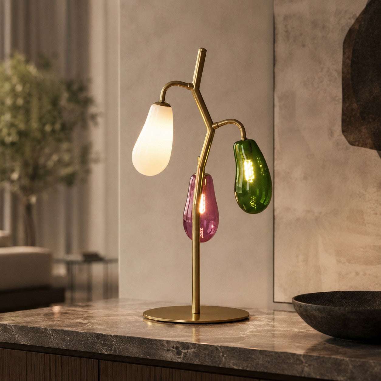French Style Table Lamp with Colorful Glass Shades and LED Bulbs for Warm Illumination | ribuella
