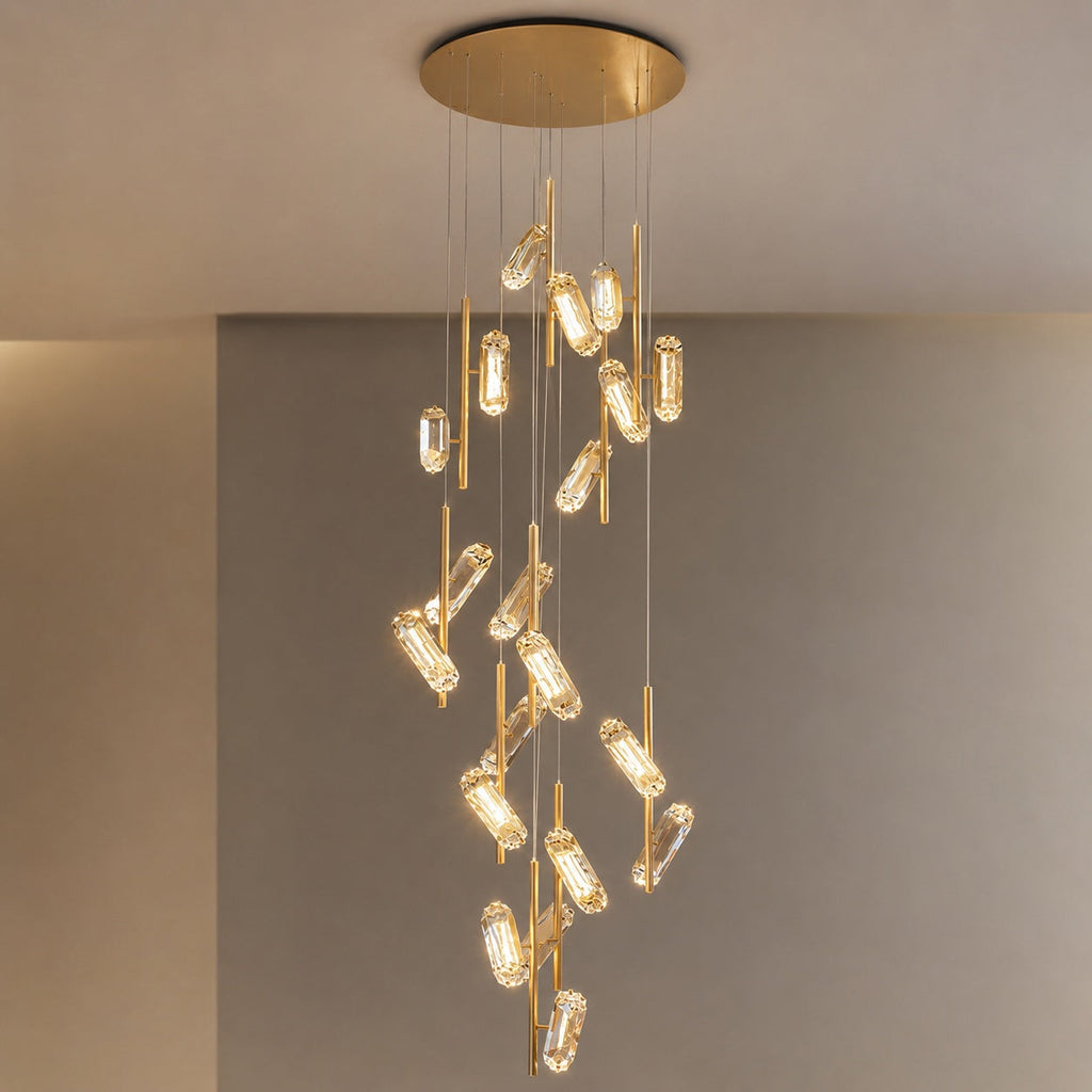 Moderner Kronleuchter mit höhenverstellbarer Hängeleuchte, Aluminiumrahmen, Acrylschirm, 20-flammige LED-Leuchte | ribuella