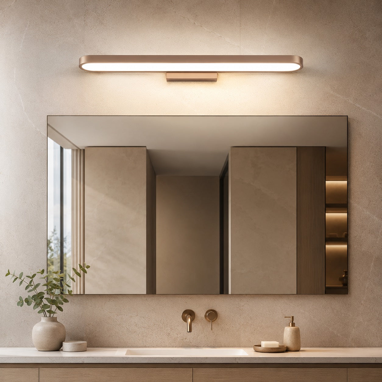 Moderne LED-Badezimmer-Spiegelleuchte zur Wandmontage aus Aluminium, dimmbarer Ring | ribuella