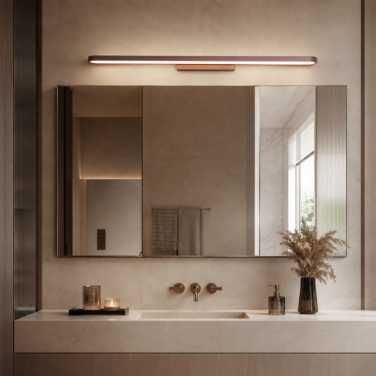 Moderne LED-Badezimmer-Spiegelleuchte zur Wandmontage aus Aluminium, dimmbarer Ring | ribuella