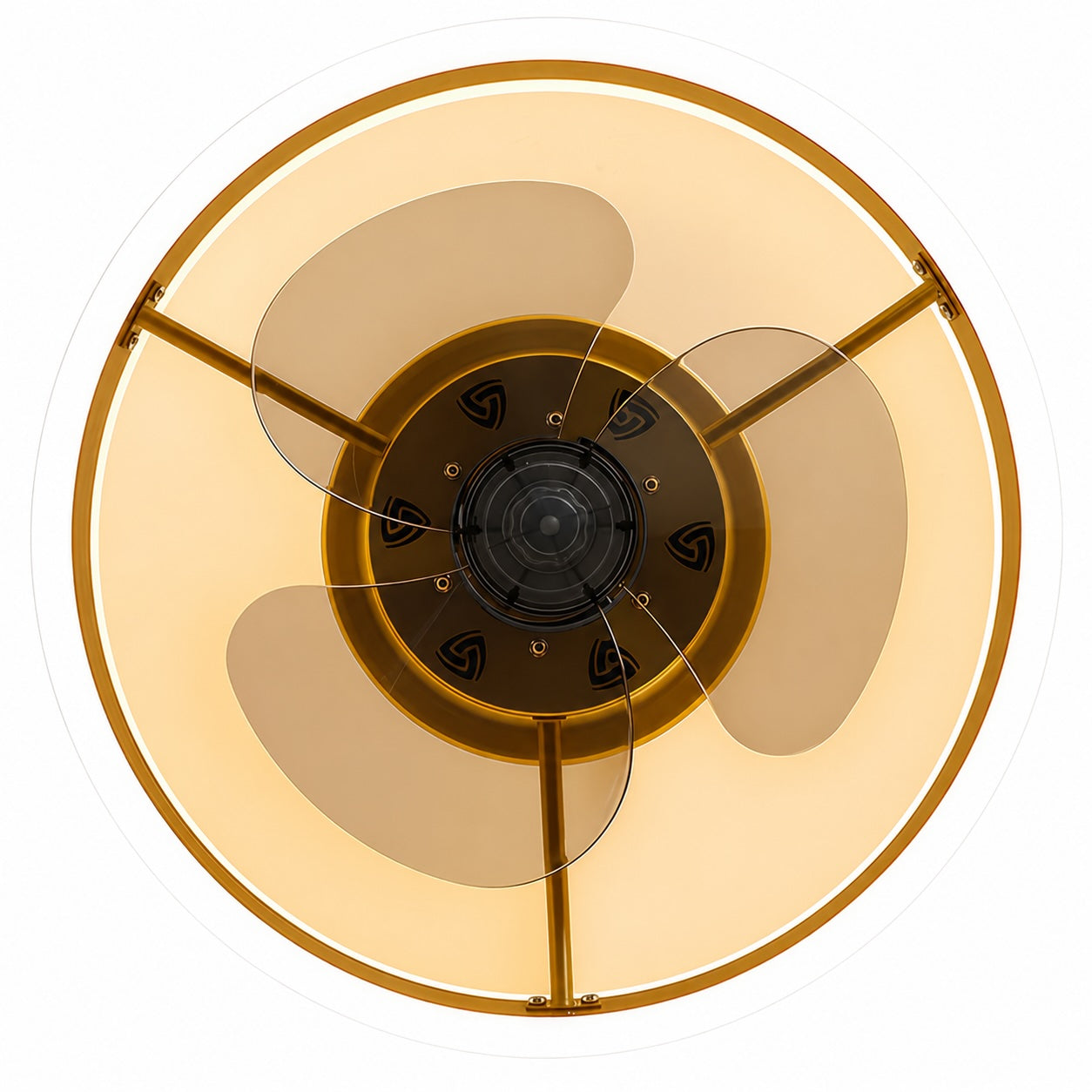 Modern Gold Flush Mount Ceiling Fan with Dimmable LED Light and ABS Blades for Home Use | ribuella