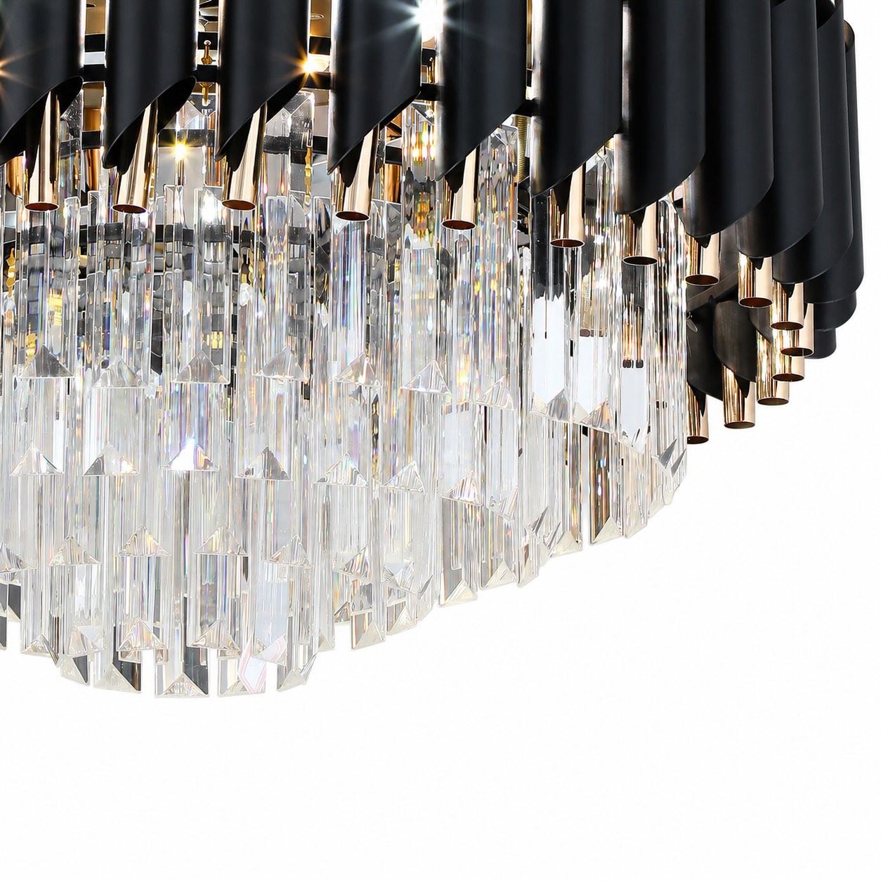 Modern Black Ceiling Fan with Lights Flush Mount Crystal Blades Dimmable LED Quiet Motor | ribuella