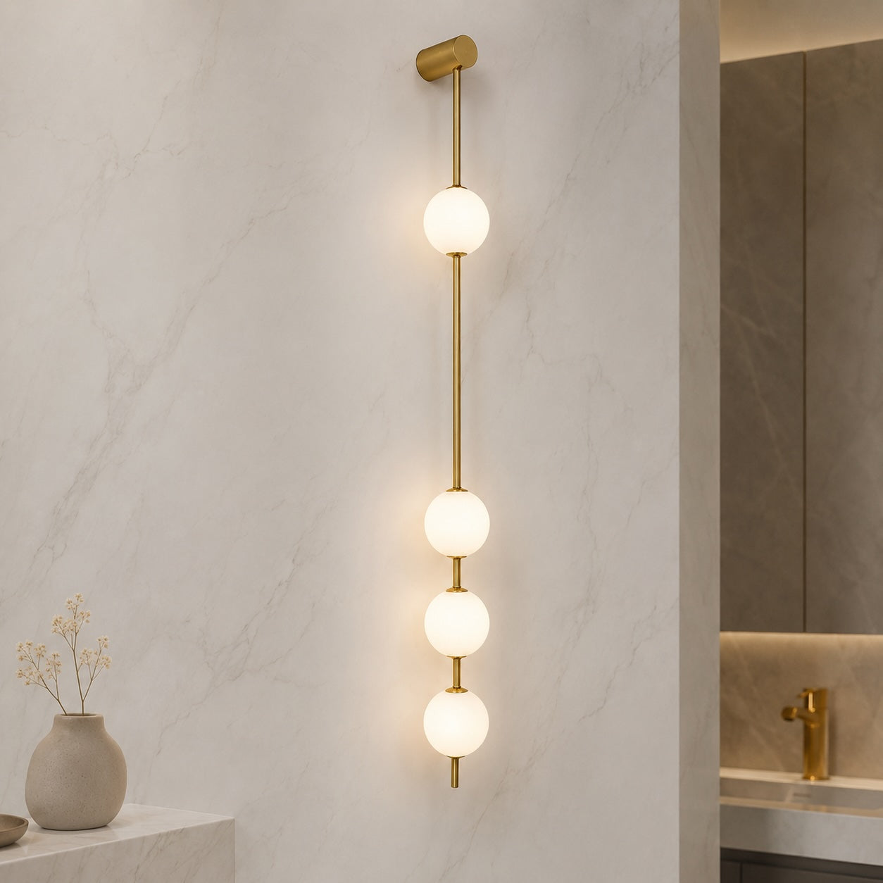 Applique murale moderne réglable en verre avec éclairage LED à trois lumières pour la décoration intérieure | ribuella