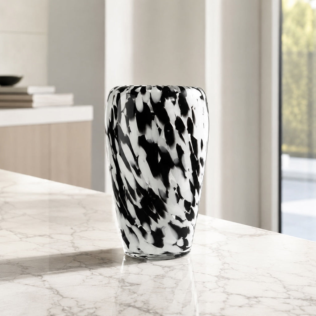 Modern Clear Glass Flower Vase Spotted Design Decorative Accent for Home Decor | ribuella