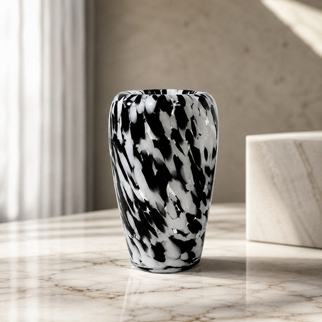 Modern Clear Glass Flower Vase Spotted Design Decorative Accent for Home Decor | ribuella