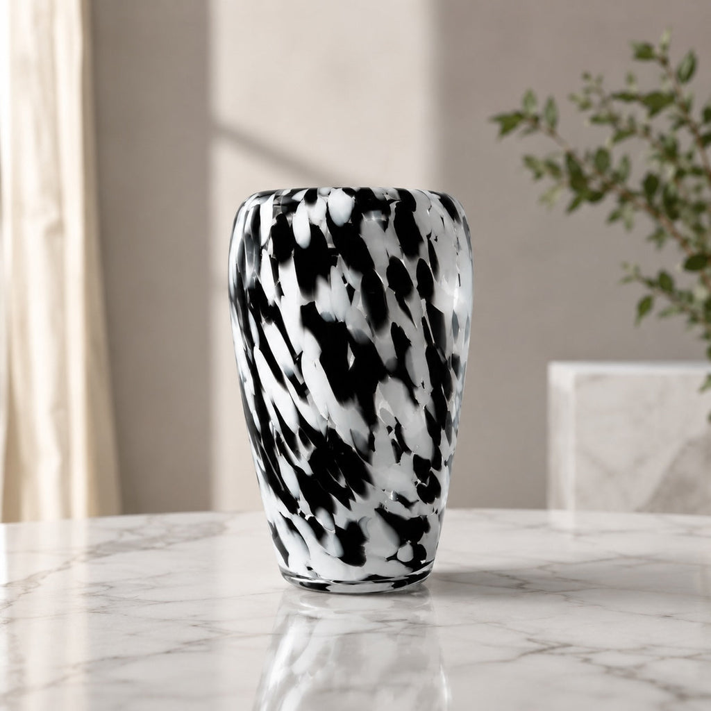 Modern Clear Glass Flower Vase Spotted Design Decorative Accent for Home Decor | ribuella
