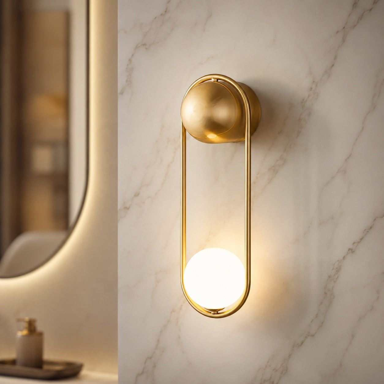 Modern Wall Light Sconce Wall Mounted Brass and Glass LED Fixture with G9 Base | ribuella