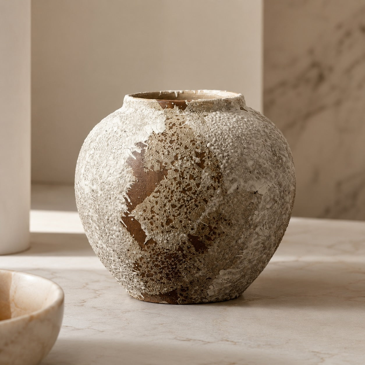 Minimalist Ceramic Vase Stone Design Decorative Home Accent for Living Room Bedroom Kitchen | ribuella