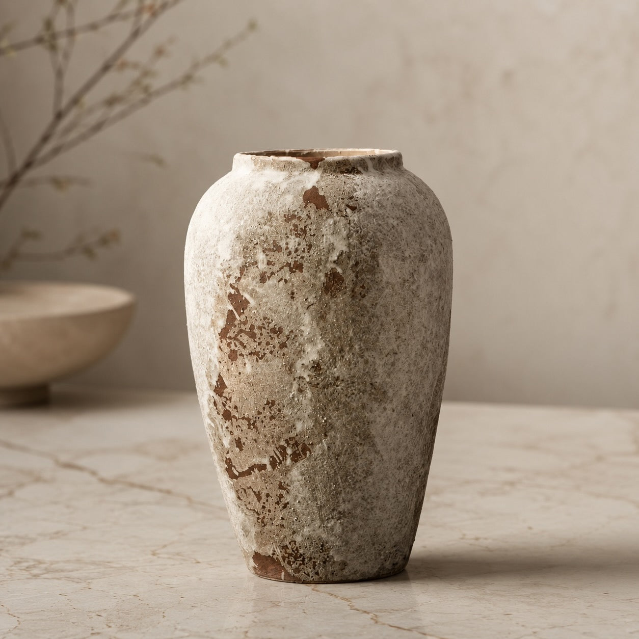 Minimalist Ceramic Vase Stone Design Decorative Home Accent for Living Room Bedroom Kitchen | ribuella