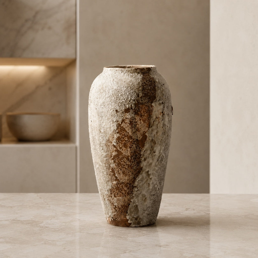Minimalist Ceramic Vase Stone Design Decorative Home Accent for Living Room Bedroom Kitchen | ribuella