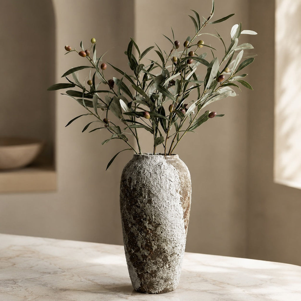 Minimalist Ceramic Vase Stone Design Decorative Home Accent for Living Room Bedroom Kitchen | ribuella