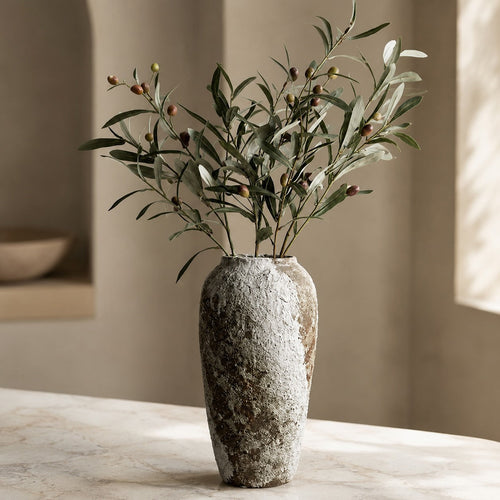 Vază minimalistă din ceramică, cu design de piatră, accesoriu decorativ pentru living, dormitor și bucătărie | ribuella