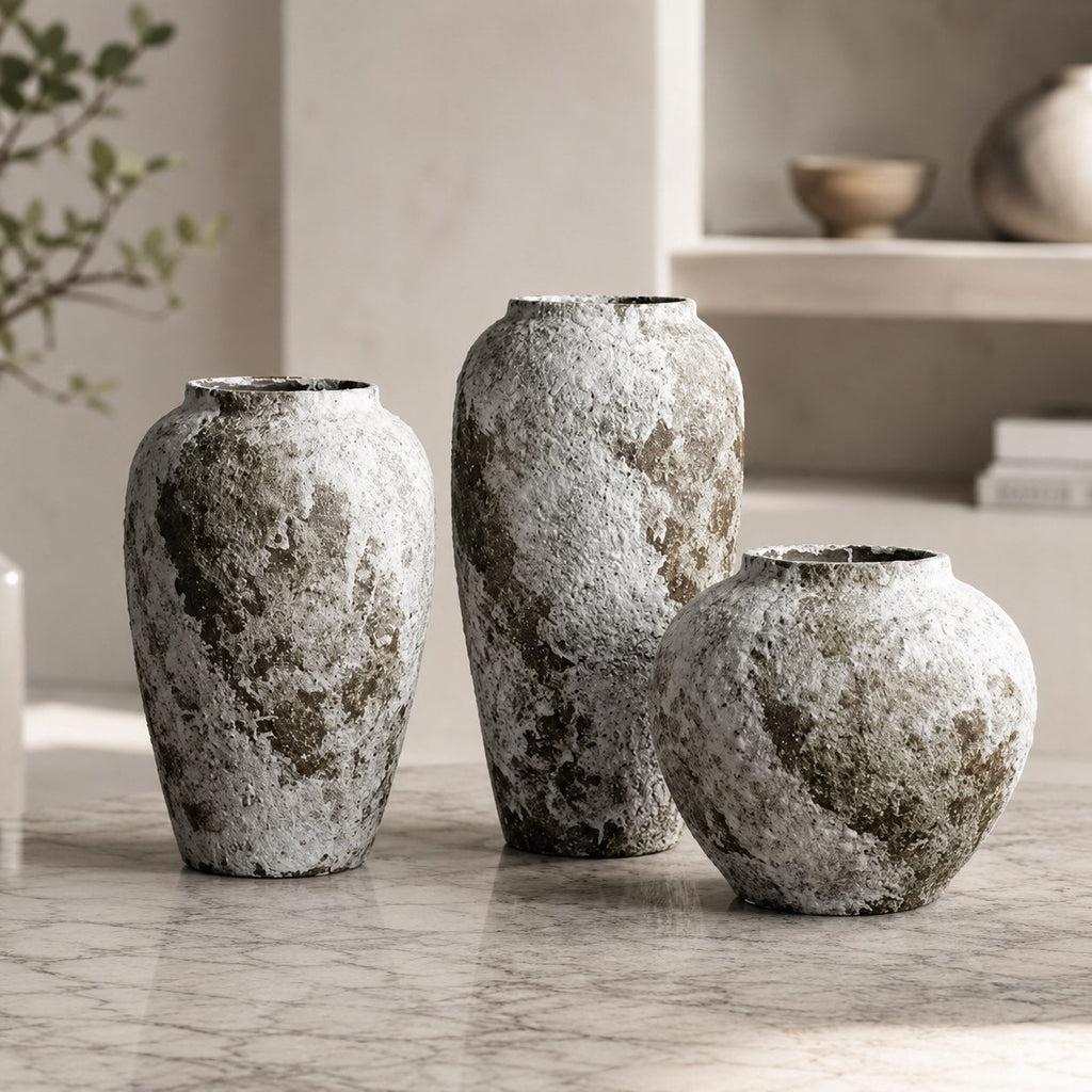 Minimalist Ceramic Vase Stone Design Decorative Home Accent for Living Room Bedroom Kitchen | ribuella