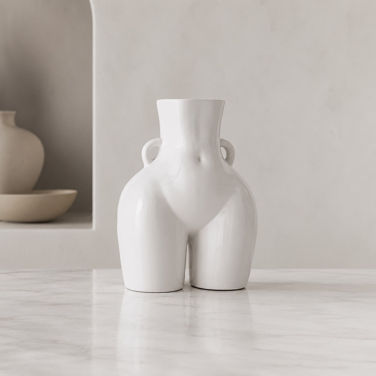 Modern Minimalist Flower Vase Eco-Friendly Ceramic Decorative Holder in Matte White and Black | ribuella