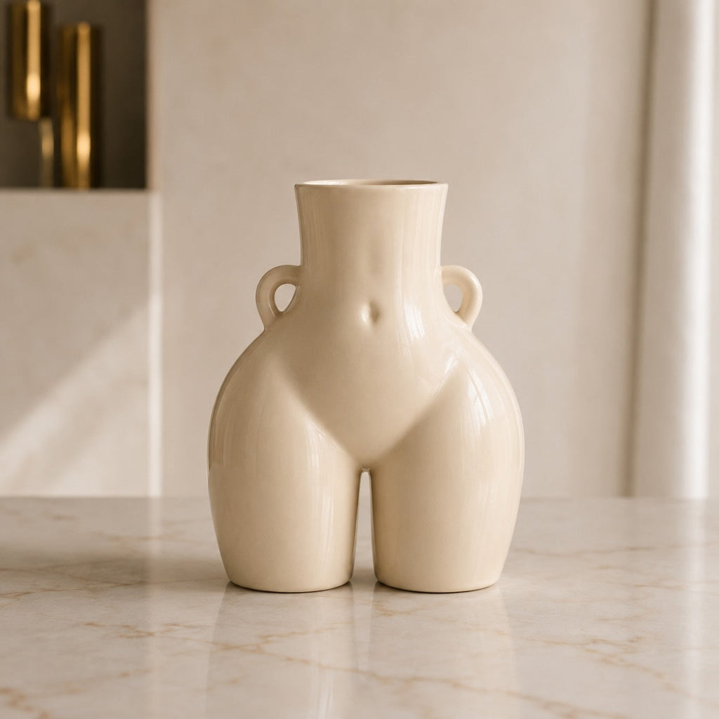 Modern Minimalist Flower Vase Eco-Friendly Ceramic Decorative Holder in Matte White and Black | ribuella