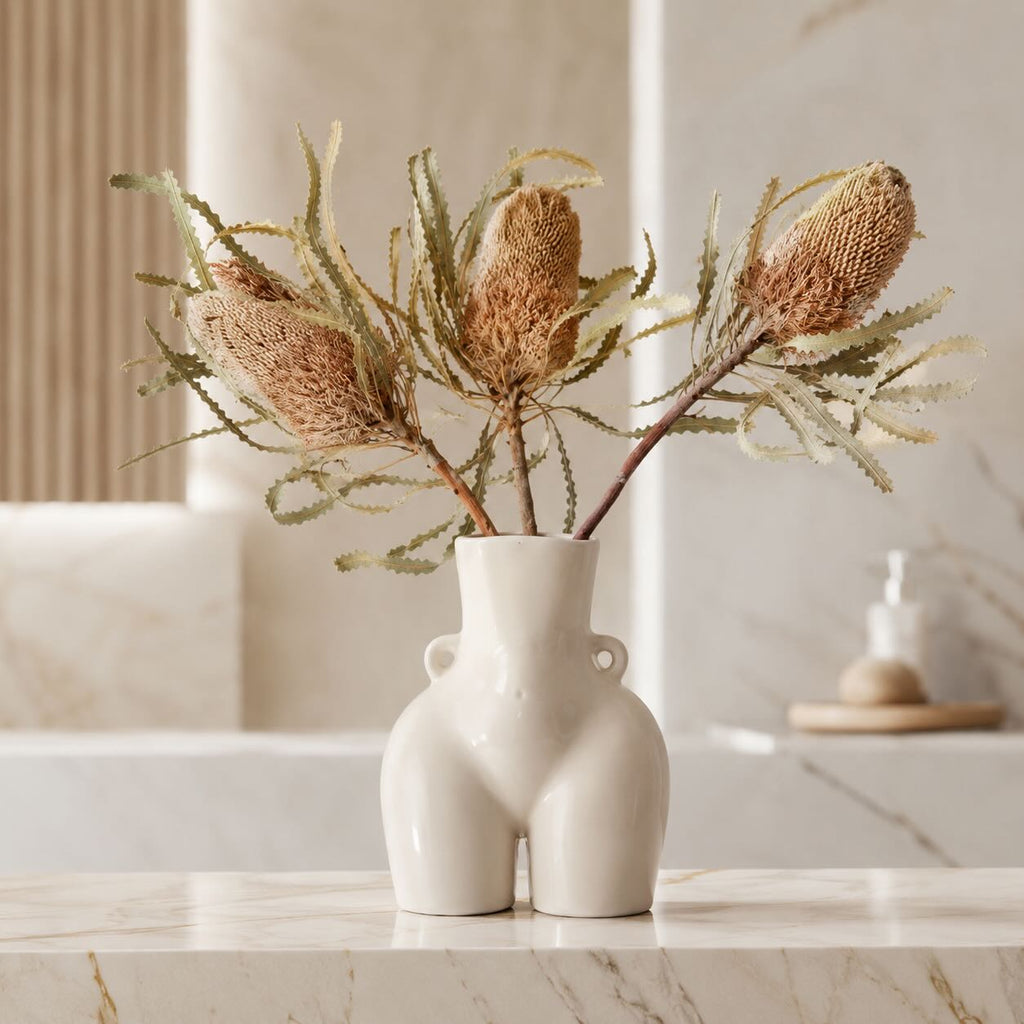 Modern Minimalist Flower Vase Eco-Friendly Ceramic Decorative Holder in Matte White and Black | ribuella
