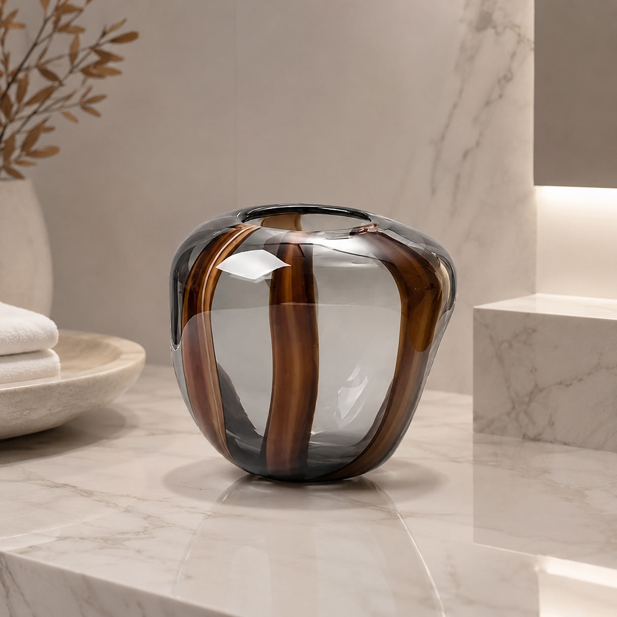 Moderne Glasblumenvase mit Streifendesign für frische Blumen und hydroponische Pflanzen | ribuella