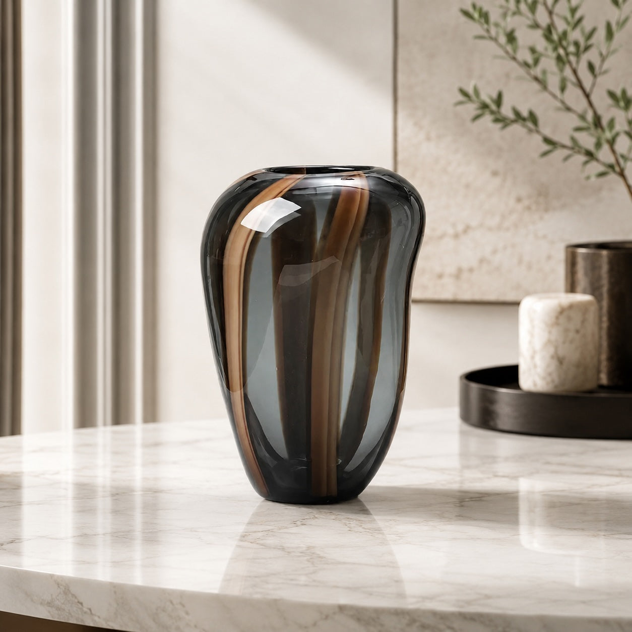 Moderne Glasblumenvase mit Streifendesign für frische Blumen und hydroponische Pflanzen | ribuella