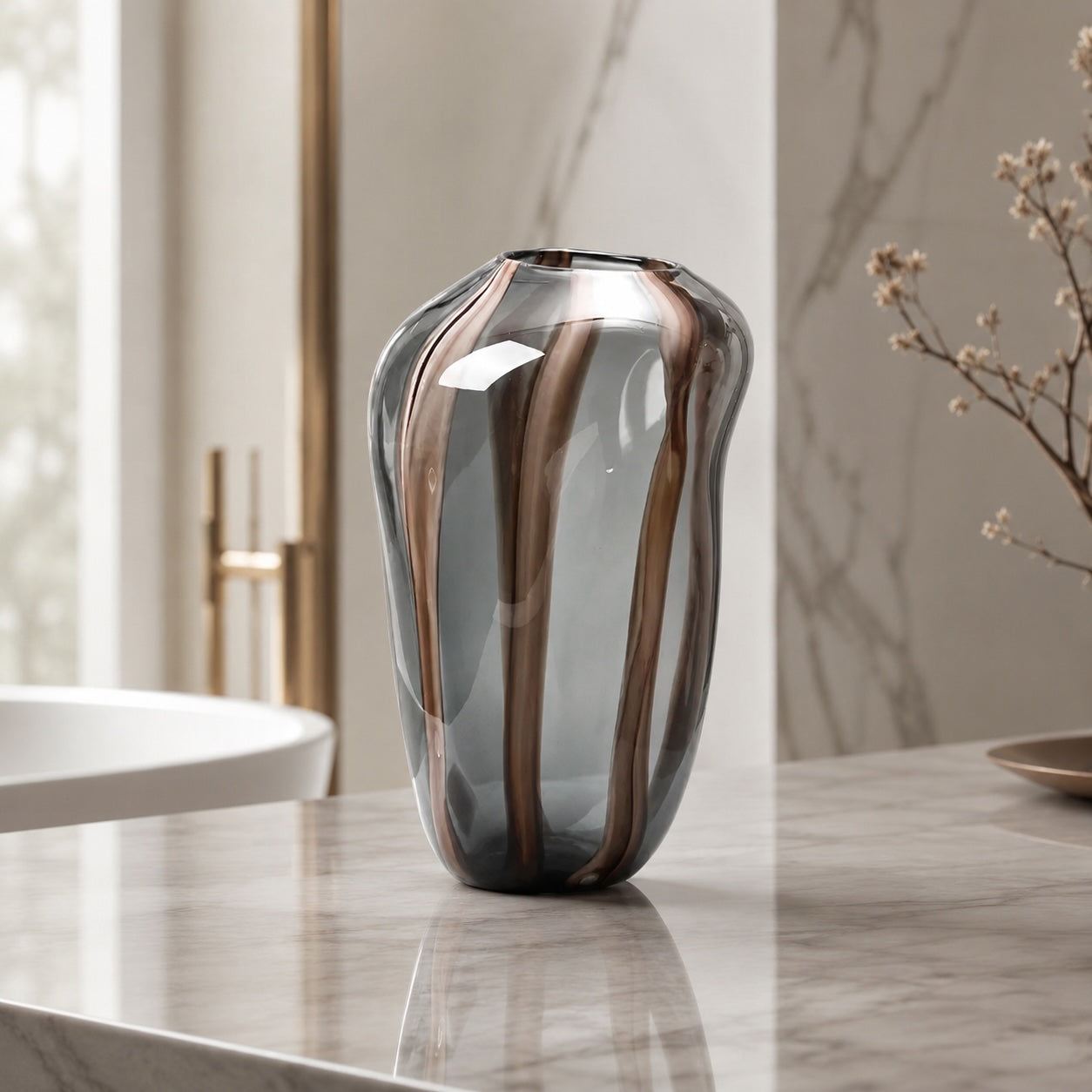 Moderne Glasblumenvase mit Streifendesign für frische Blumen und hydroponische Pflanzen | ribuella