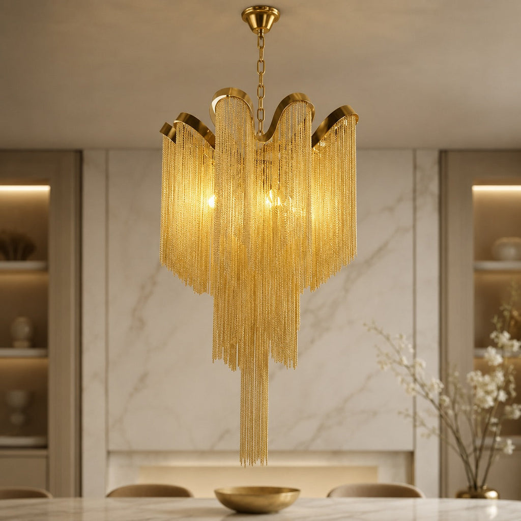 Lustre moderne en métal, suspension avec douille E14 pour la salle à manger et les espaces intérieurs | ribuella