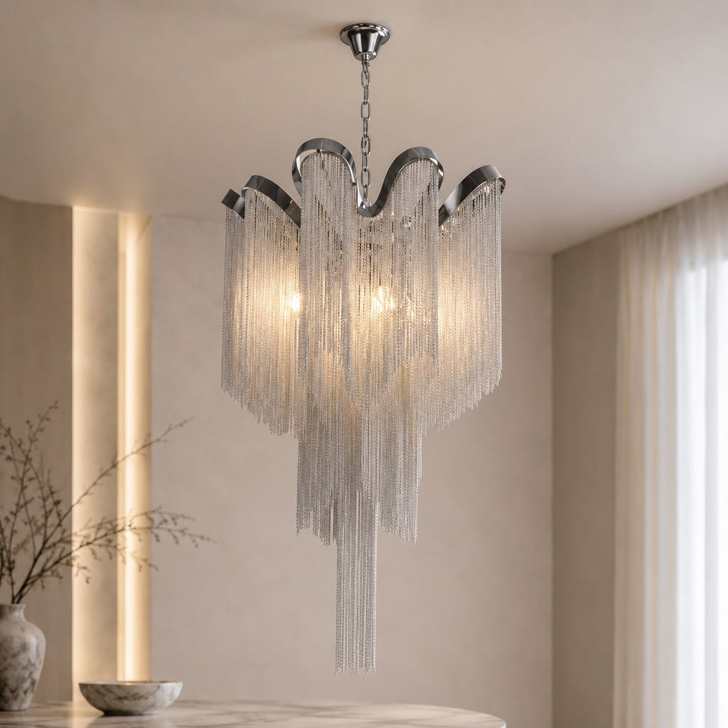 Lustre moderne en métal, suspension avec douille E14 pour la salle à manger et les espaces intérieurs | ribuella