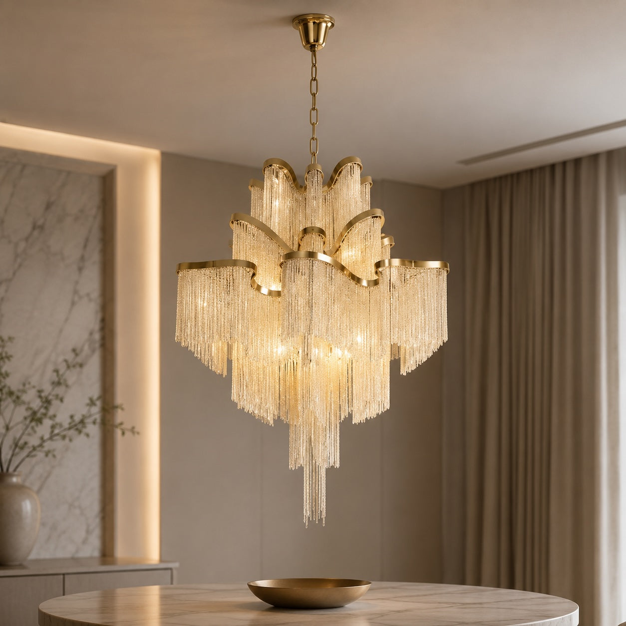 Lustre moderne en métal, suspension avec douille E14 pour la salle à manger et les espaces intérieurs | ribuella