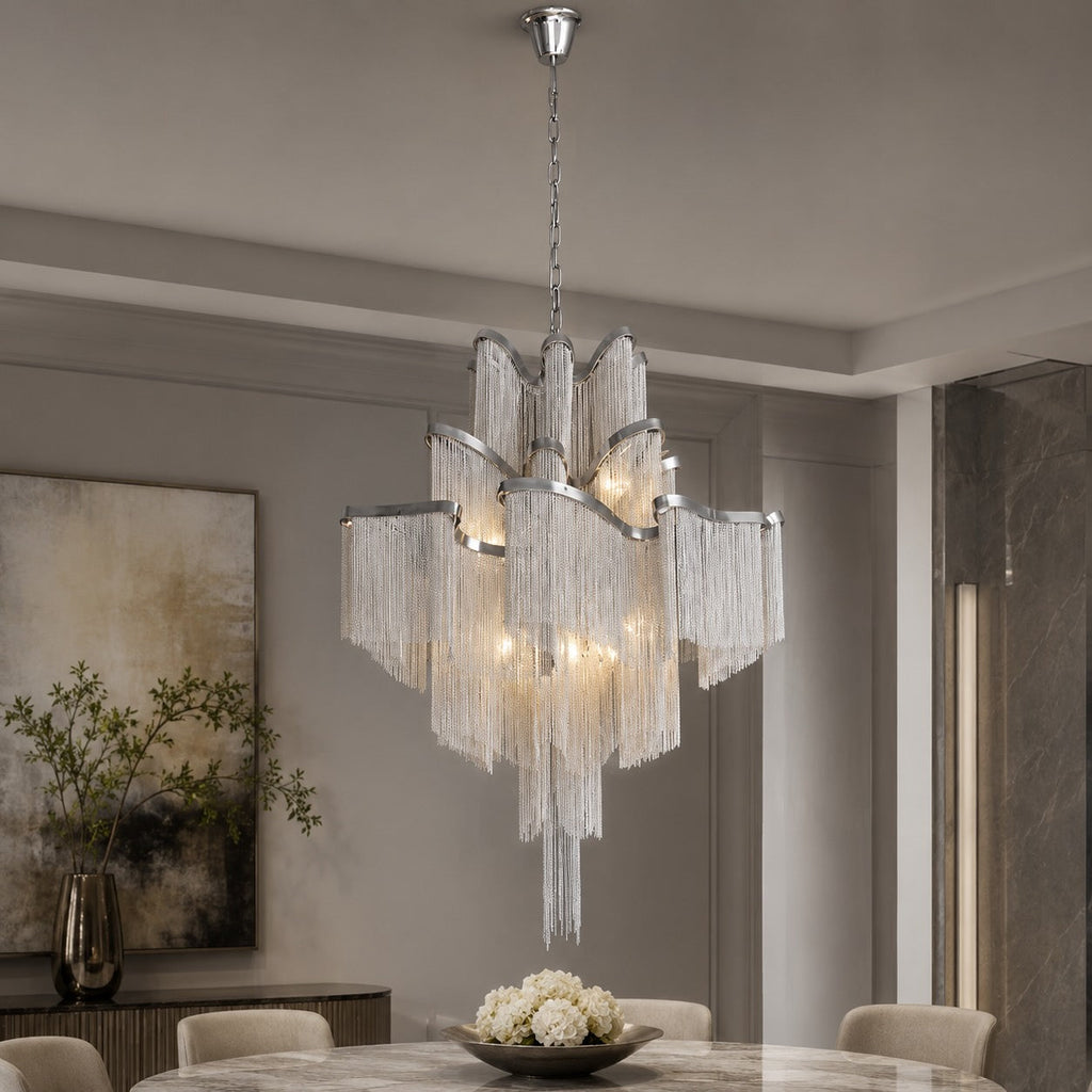 Lustre moderne en métal, suspension avec douille E14 pour la salle à manger et les espaces intérieurs | ribuella