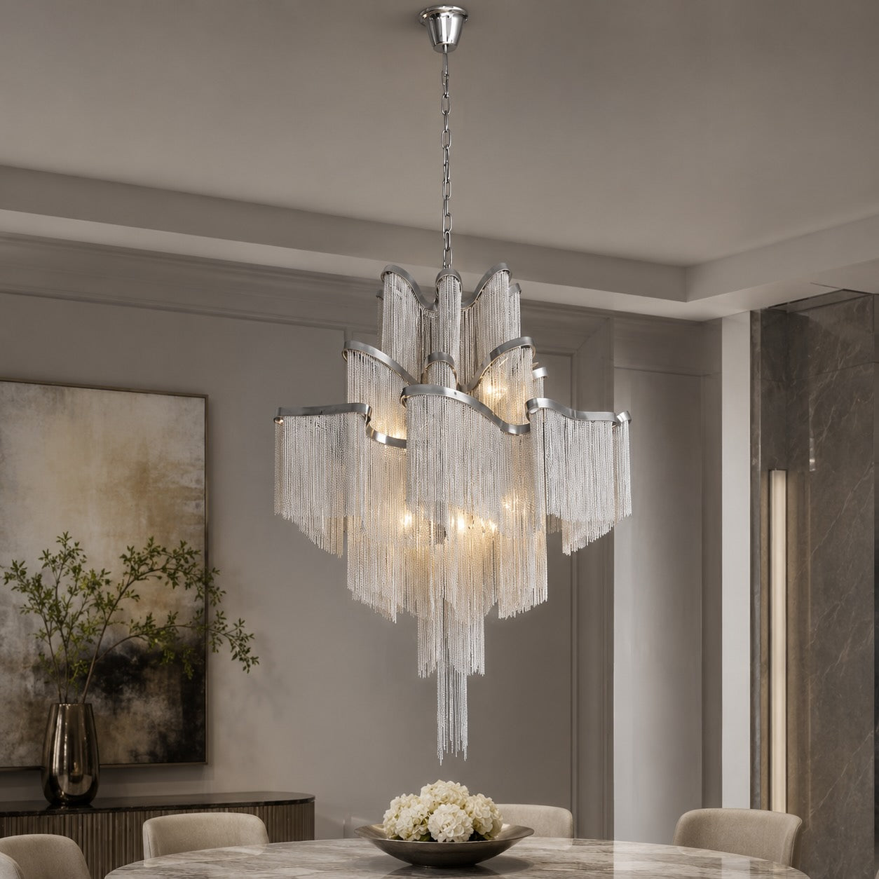 Lustre moderne en métal, suspension avec douille E14 pour la salle à manger et les espaces intérieurs | ribuella