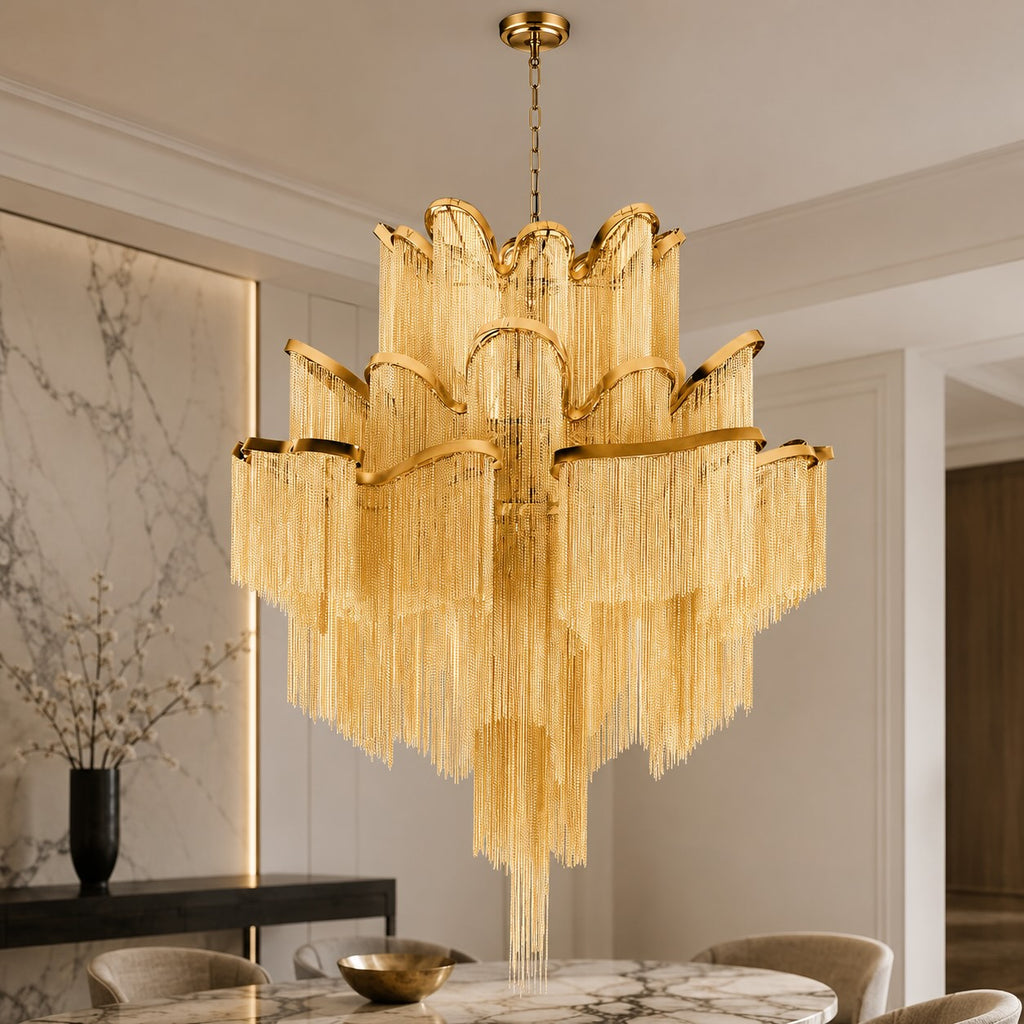 Lustre moderne en métal, suspension avec douille E14 pour la salle à manger et les espaces intérieurs | ribuella