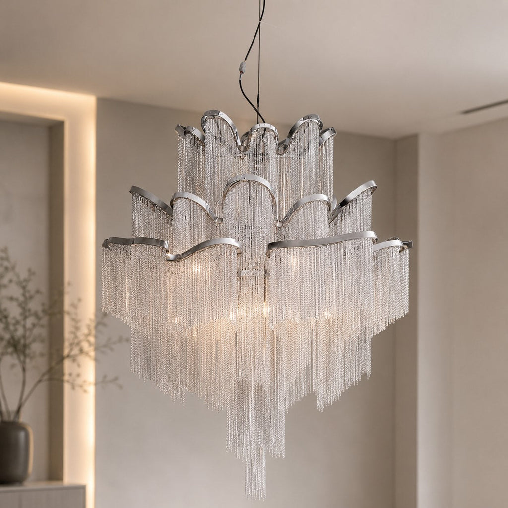 Lustre moderne en métal, suspension avec douille E14 pour la salle à manger et les espaces intérieurs | ribuella