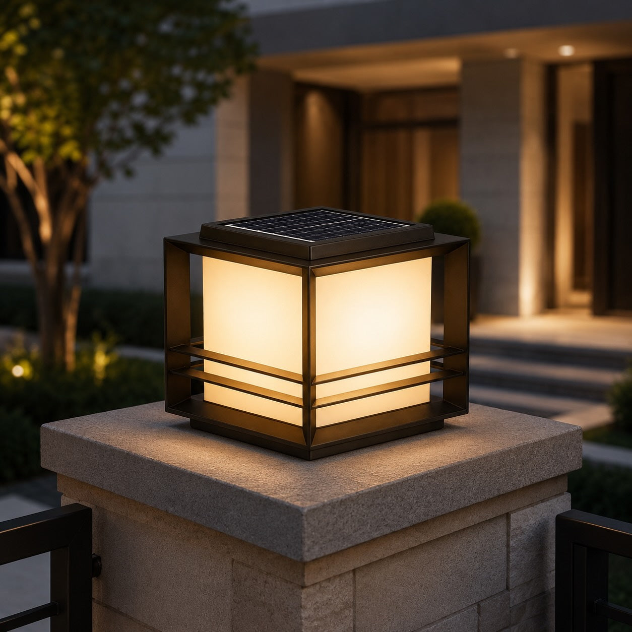 Modern Solar Garden Lights Outdoor Stainless Steel Pillar Light with Tri-Color LED and IP65 Waterproof Rating | ribuella