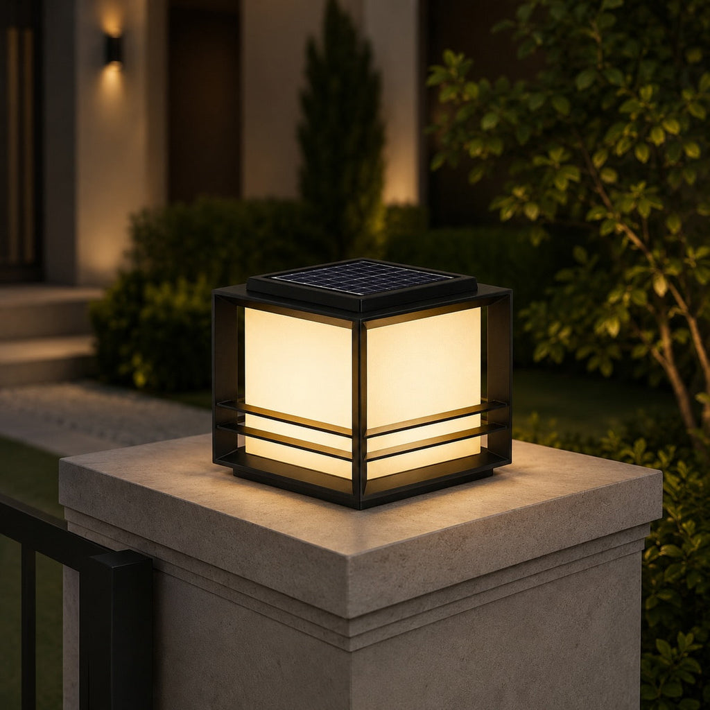 Modern Solar Garden Lights Outdoor Stainless Steel Pillar Light with Tri-Color LED and IP65 Waterproof Rating | ribuella