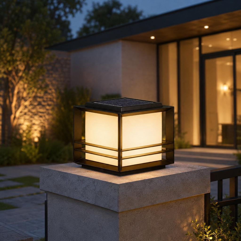 Modern Solar Garden Lights Outdoor Stainless Steel Pillar Light with Tri-Color LED and IP65 Waterproof Rating | ribuella