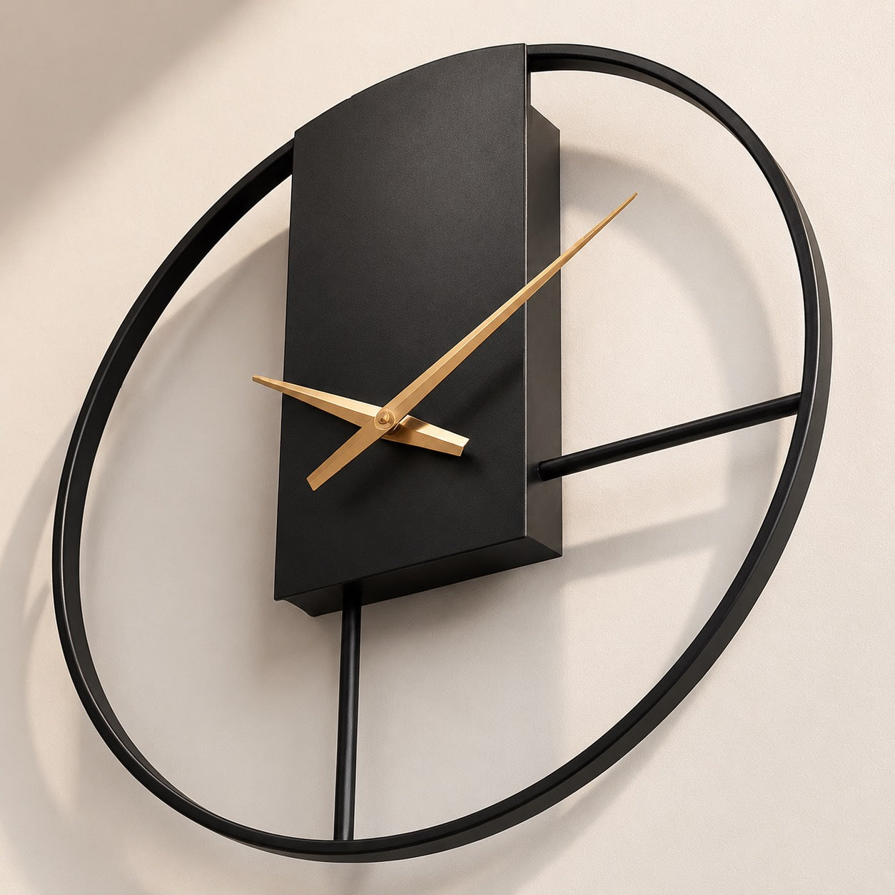 Modern Black Wall Clock with Open Circle Frame and Silent Quartz Movement for Contemporary Decor | ribuella