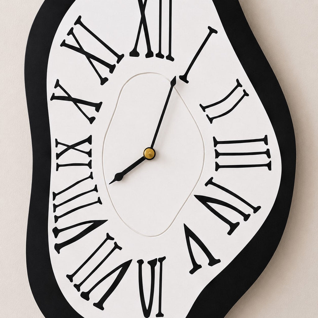 Modern Black Wall Clock Wall Mounted Acrylic Silent Quartz Movement Home Decor 34x20cm 41x26cm | ribuella
