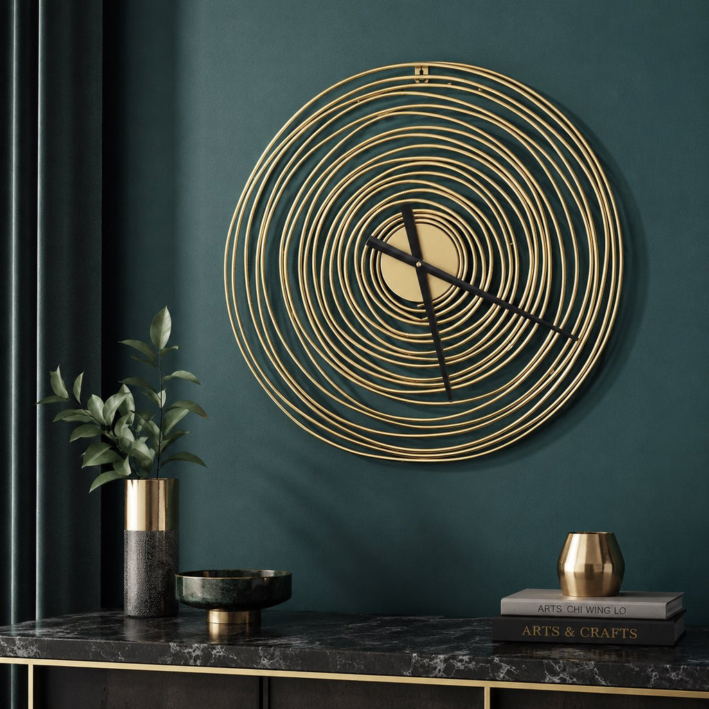 Modern Round Wall Clock Metal Silent Mechanism 49cm Diameter for Home and Office Decor | ribuella