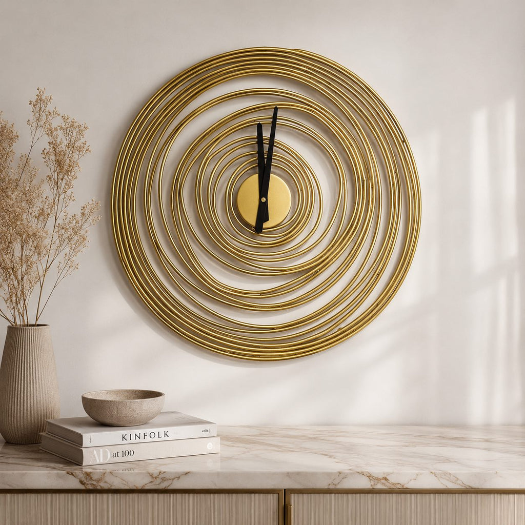 Modern Round Wall Clock Metal Silent Mechanism 49cm Diameter for Home and Office Decor | ribuella