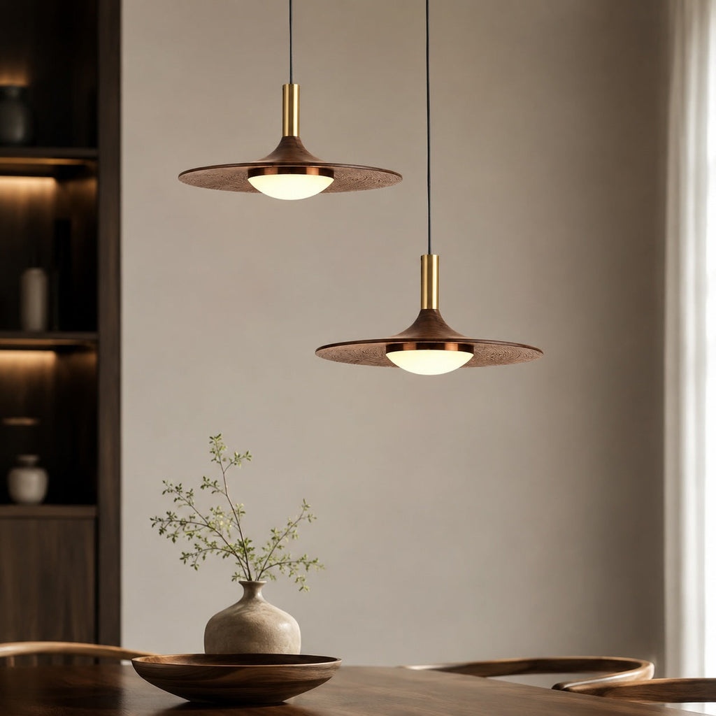 Plafonnier moderne en bois naturel, montage affleurant, LED, hauteur réglable | ribuella