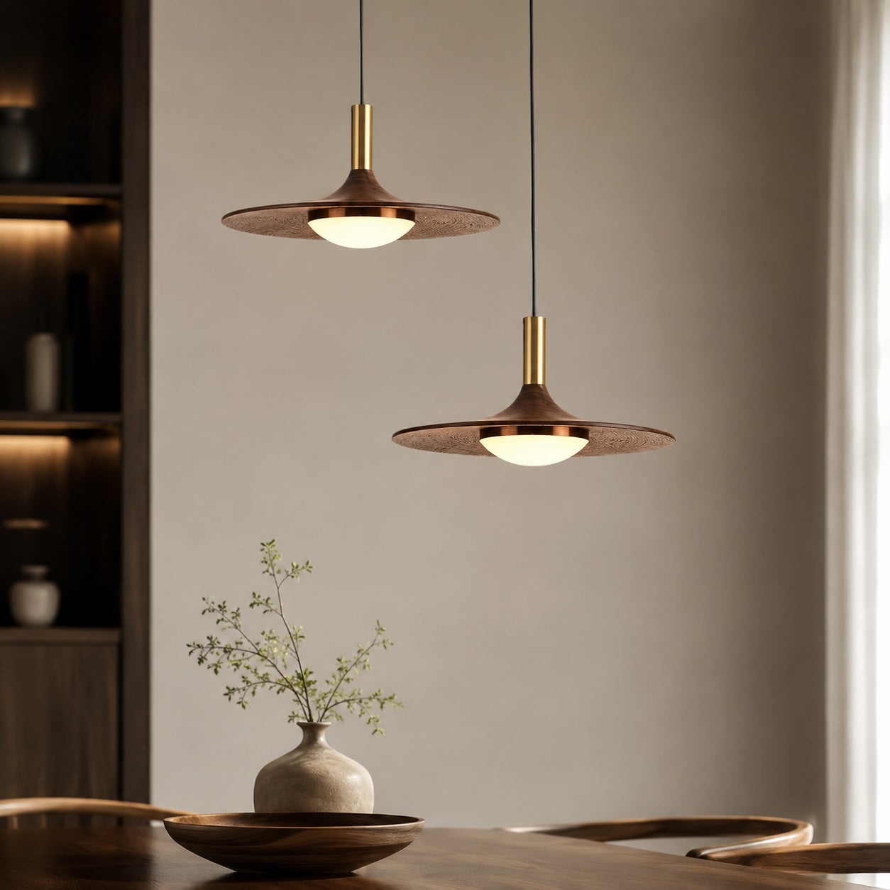 Plafonnier moderne en bois naturel, montage affleurant, LED, hauteur réglable | ribuella