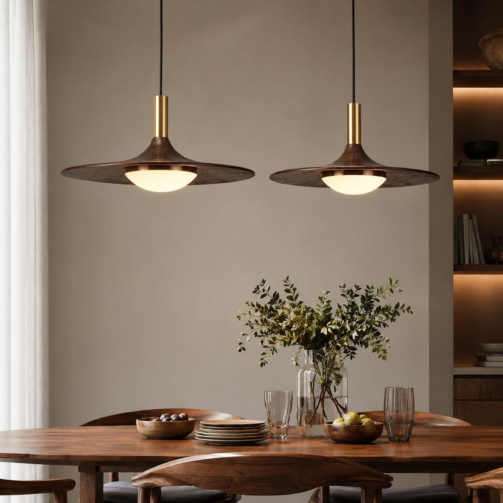 Plafonnier moderne en bois naturel, montage affleurant, LED, hauteur réglable | ribuella