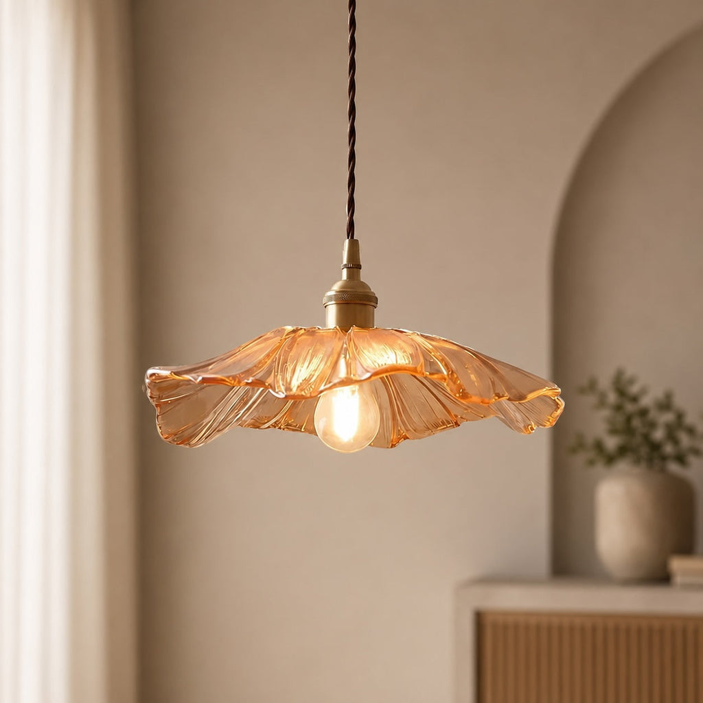 Suspension moderne Lotus à hauteur réglable, abat-jour en PRV, lumière d’ambiance douce et intensité réglable | ribuella
