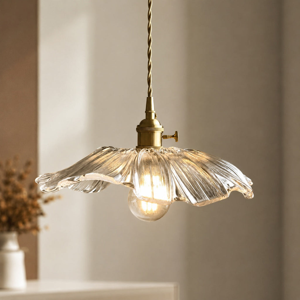 Suspension moderne Lotus à hauteur réglable, abat-jour en PRV, lumière d’ambiance douce et intensité réglable | ribuella