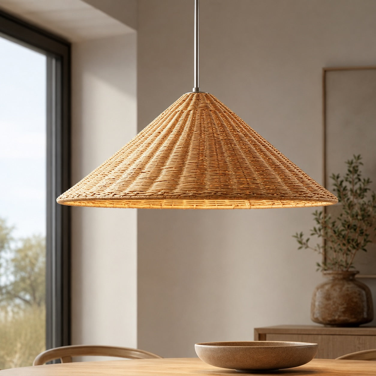 Modern Rattan Pendant Light Adjustable Height LED Hanging Lights for Kitchen Lighting | ribuella
