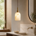 Modern Pendant Lamp with Dark Marble Spheres and Faux Alabaster Shade for Kitchen Lighting | ribuella