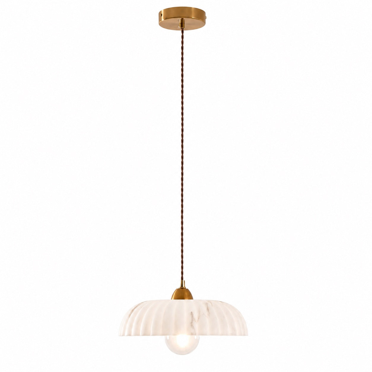 Modern Pendant Light Hanging Alabaster Shade Antique Gold Finish Dimmable for Elegant Illumination | ribuella