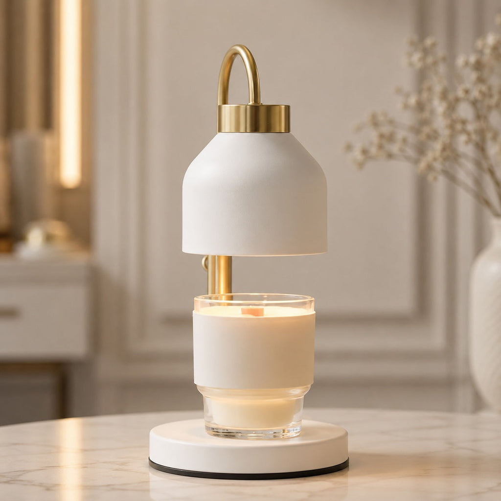 Moderne verstellbare Kerzenwärmerlampe mit Metallkonstruktion und Dimmfunktion für große Gläser | ribuella