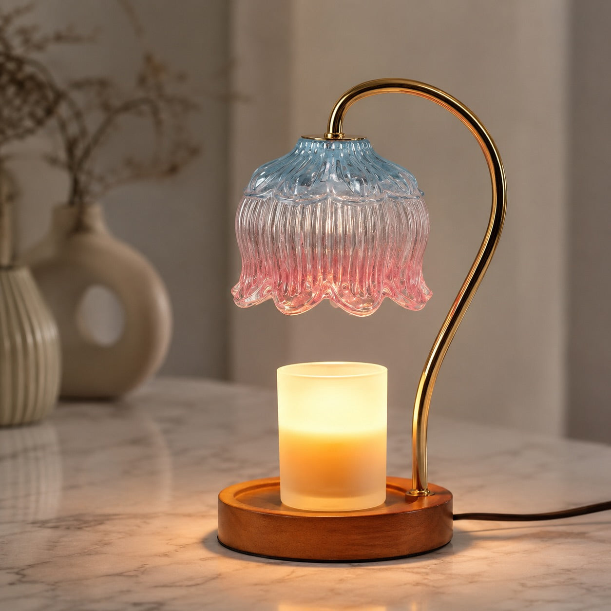 Moderne Wandlampe zum Wachsschmelzen mit Halogenlicht, einstellbarem Dimmer und Netzbetrieb, 90-260V | ribuella
