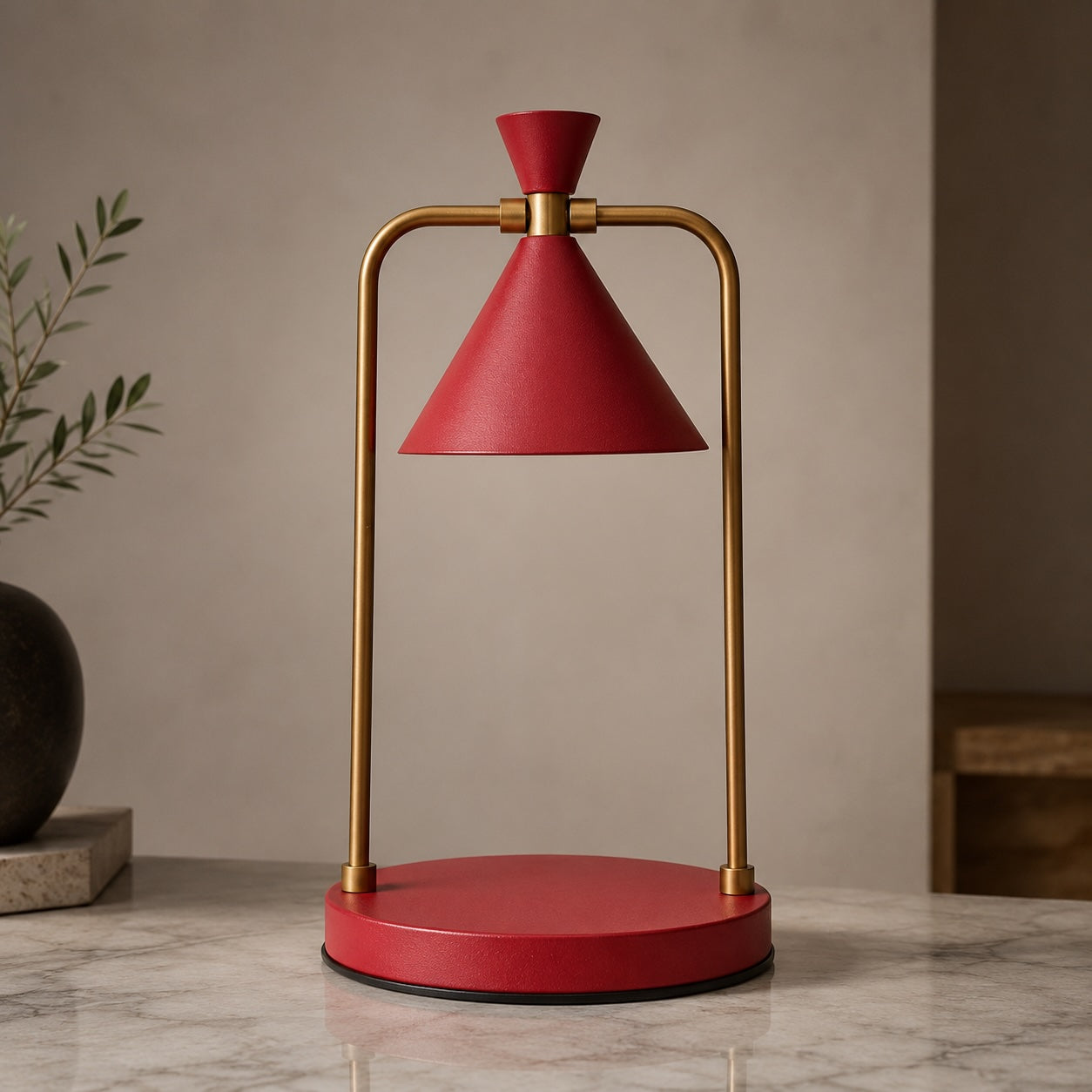 Moderní lampa na ohřev svíček s nastavitelnou výškou, kovovým designem, halogenovým zdrojem světla a funkcí stmívání | ribuella