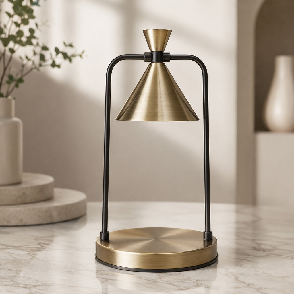Moderní lampa na ohřev svíček s nastavitelnou výškou, kovovým designem, halogenovým zdrojem světla a funkcí stmívání | ribuella