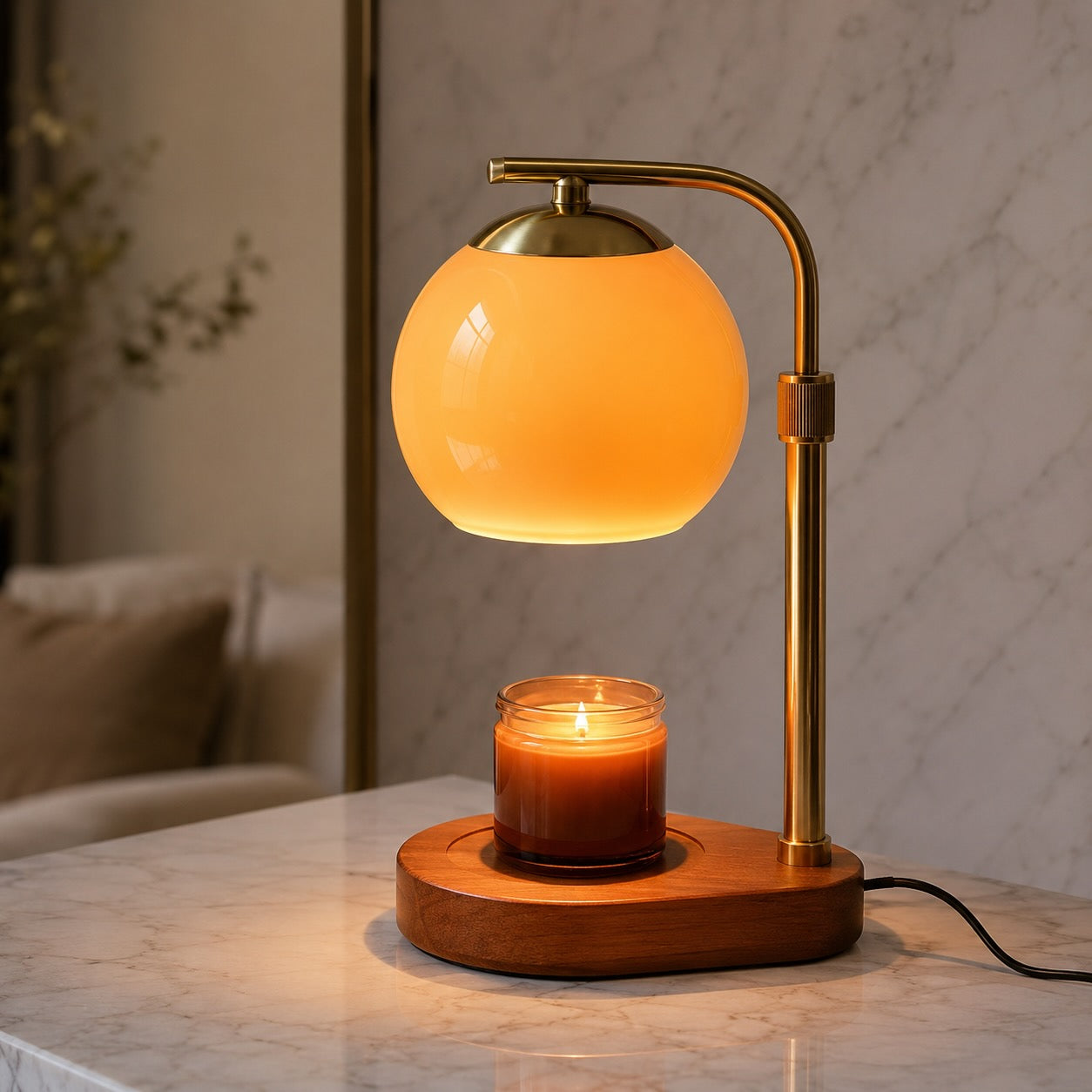Modern Candle Warmer Lamp Table Light with Adjustable Height and Warm LED Glow | ribuella